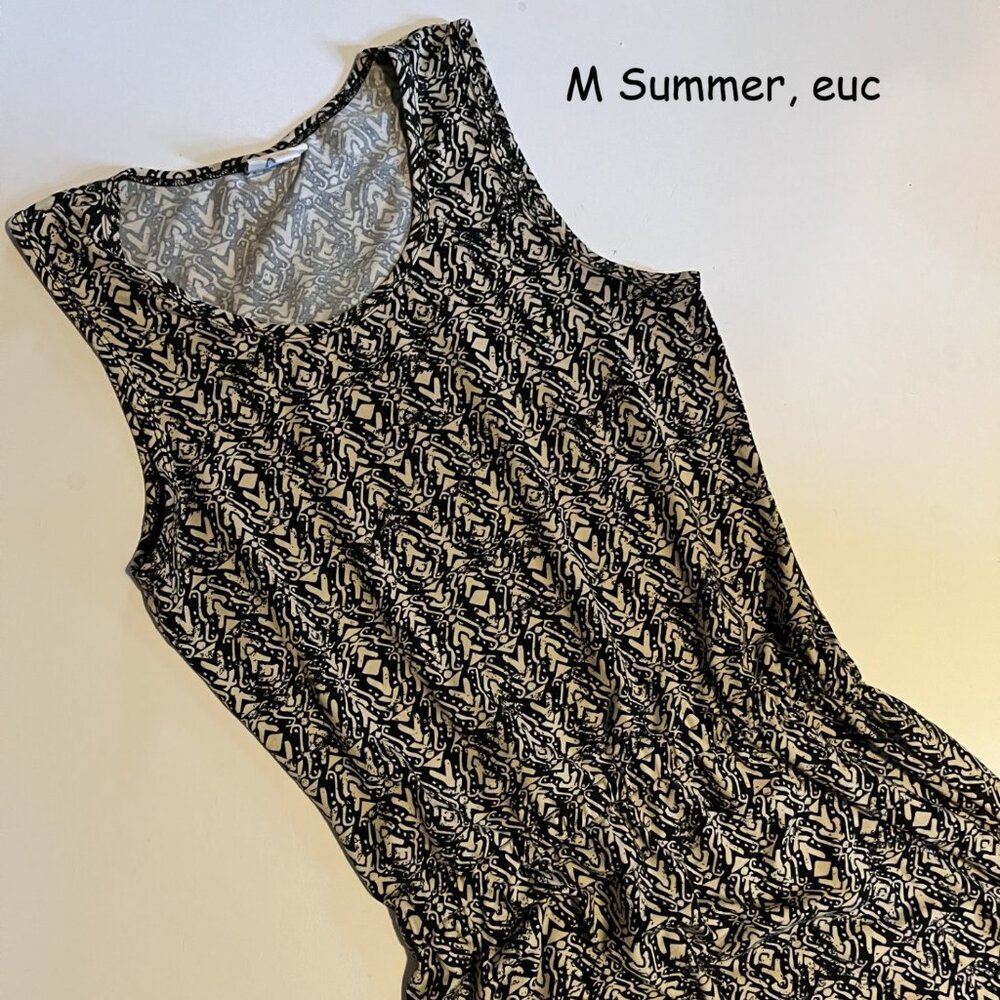 Medium Lularoe Summer tank dress, black and beige tribal print